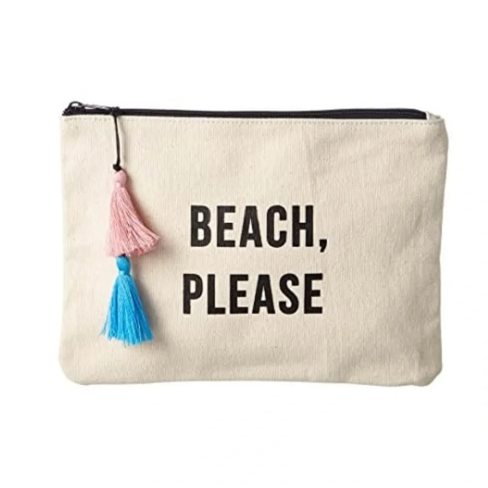 Fallon & Royce‎ Womens Beach Please Canvas Makeup Bag, Beige